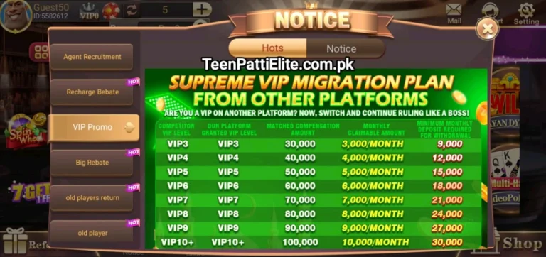 VIP Bonus of Teen Patti Elite Game